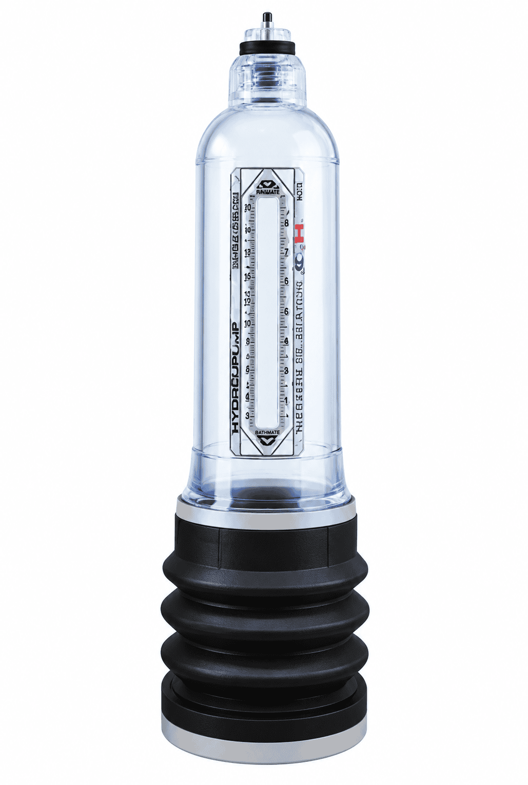 Bathmate HydroMax X30 water-based vacuum pump displayed upright on a clean white background.