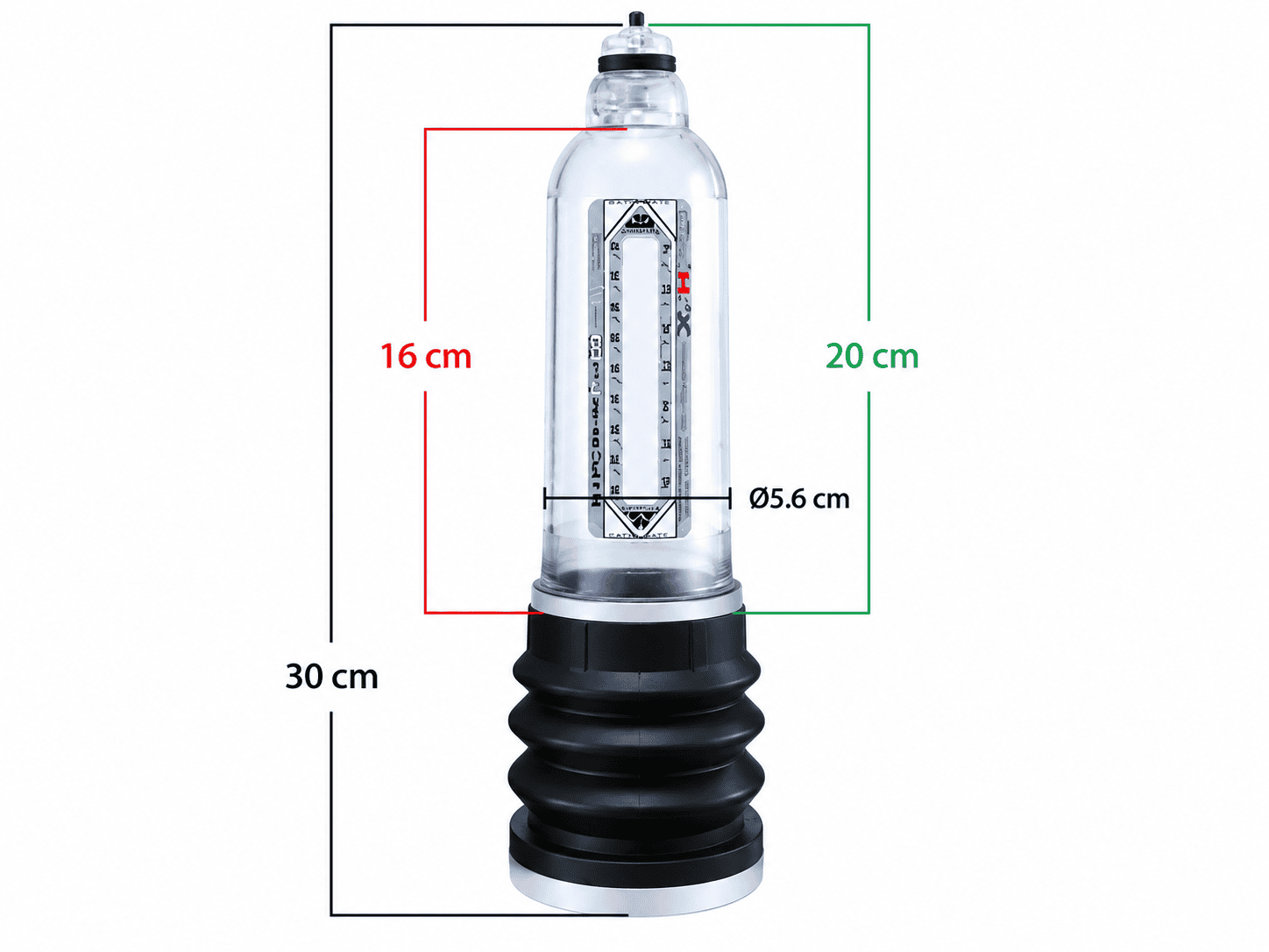 Bathmate HydroMax X30 water-based vacuum pump displayed upright on a clean white background.
