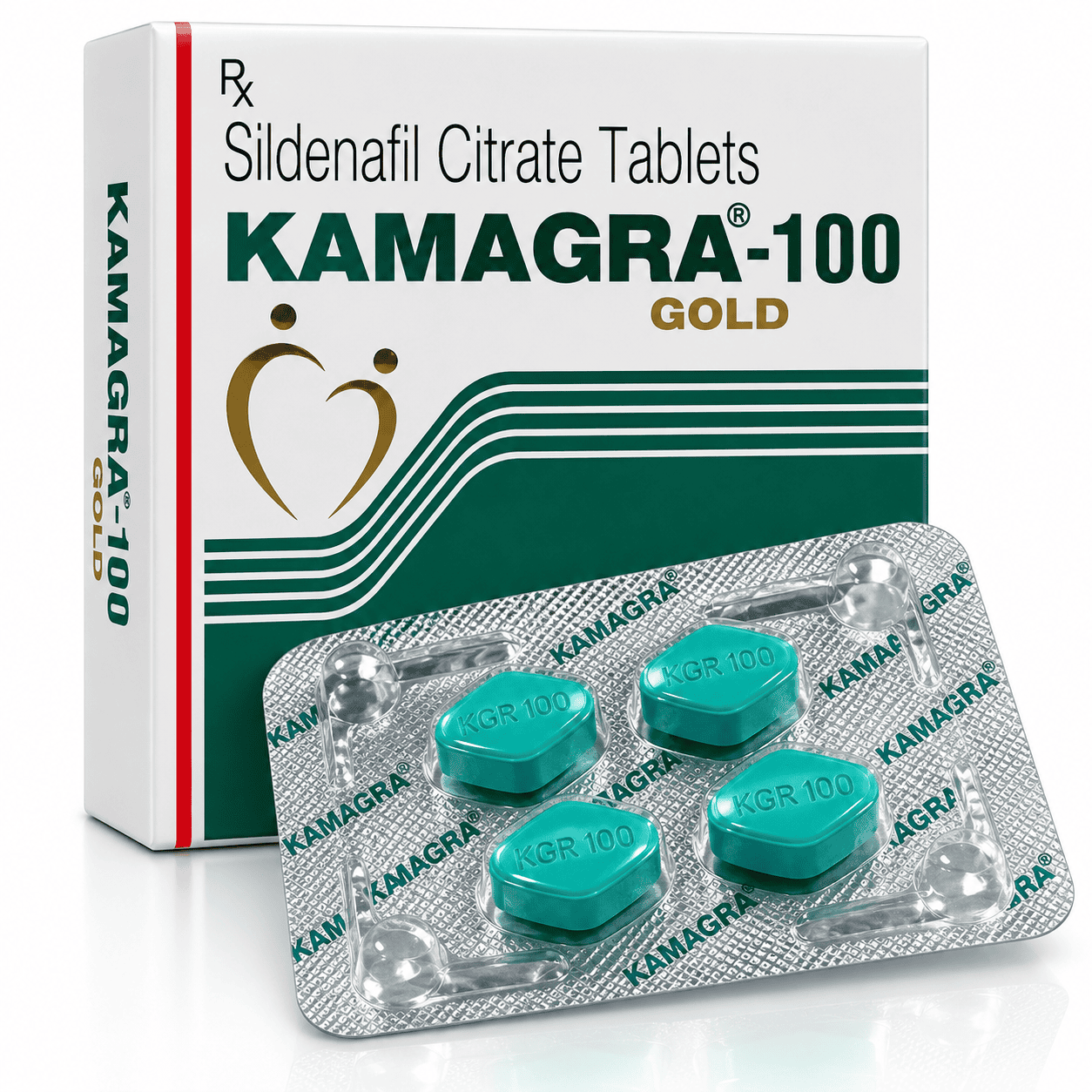 Kamagra-100 Gold sildenafil citrate tablets with blister pack