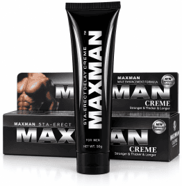 Maxman male enhancement delay cream with black packaging