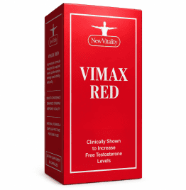 New Vitality VIMAX RED dietary supplement box in red packaging.